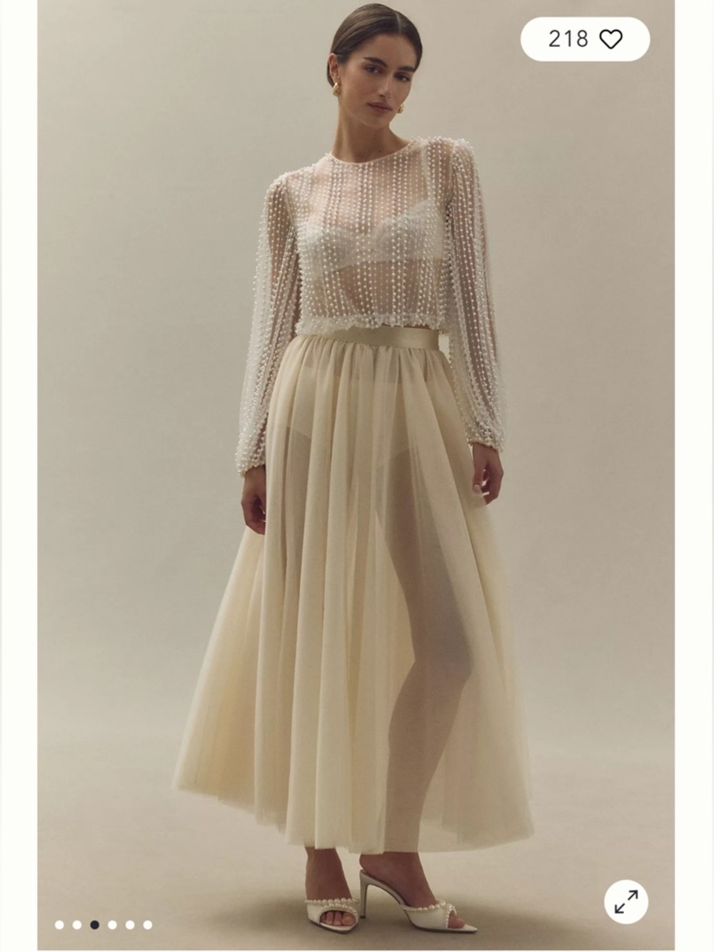 NEW Reformation Prisca Tulle Ballerina Sheer Midi Skirt Ivory | size XS
